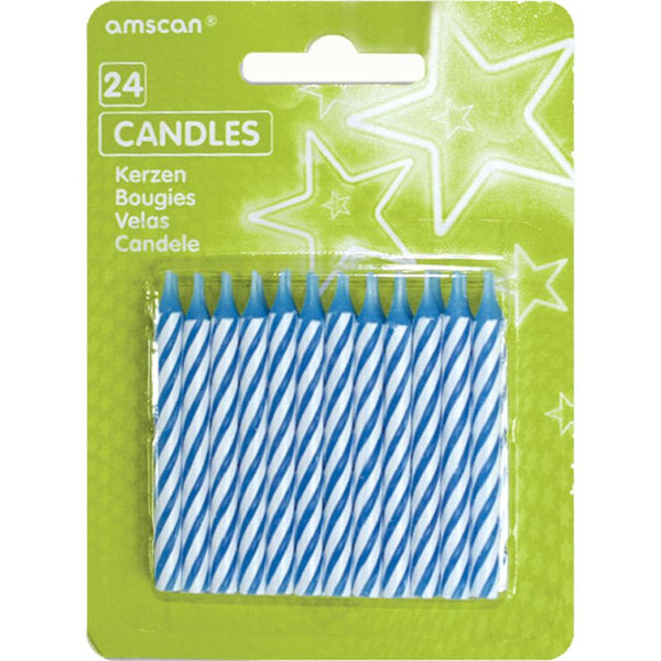 Party Candles Blue Stripes