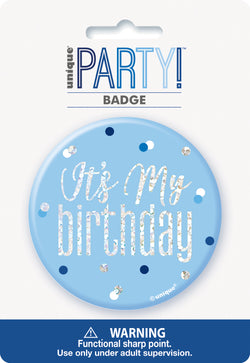 Blue Glitz It's My Birthday Badge