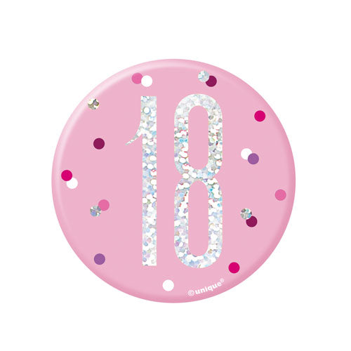 Pink Glitz Birthday Badge 18