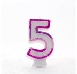 5 Number Shape Candle - Pink