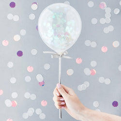 5 Iridescent Mini Confetti Balloon Wands
