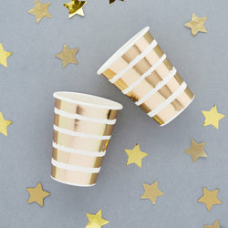 10 Gold Striped Paper Cups