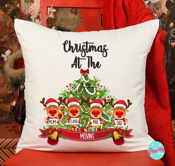 Personalised Christmas Tree Family Cushion