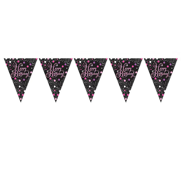 Happy Birthday Bunting- Black and Pink