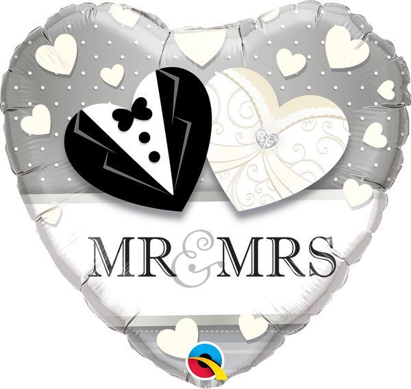 Mr & Mrs Tux & Dress Foil Balloon