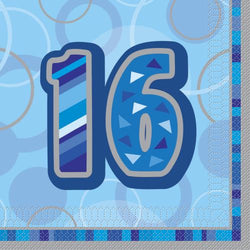 Age 16 Luncheon Napkins Blue