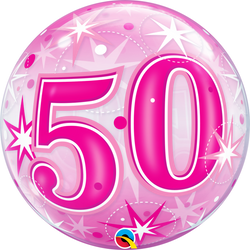 Pink Starburst Sparkle Bubble Balloon 50