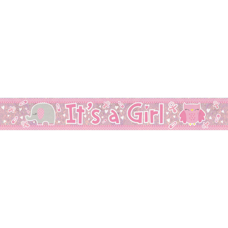 It's A Girl Large Foil Party Banner
