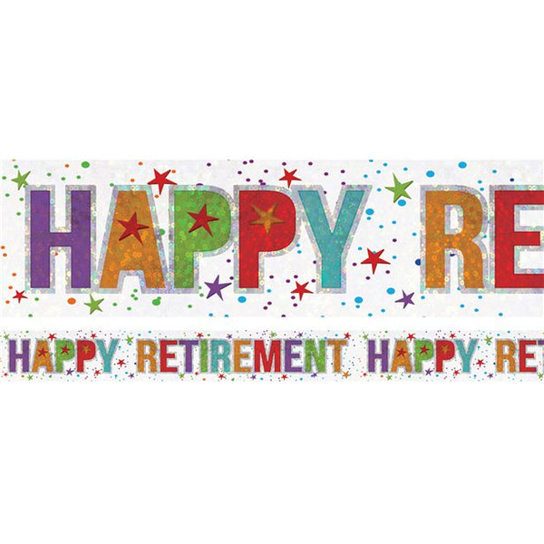 Holographic Foil Banner - Happy Retirement