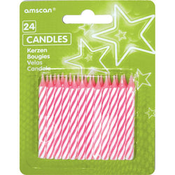 Party Candles Pink Stripes