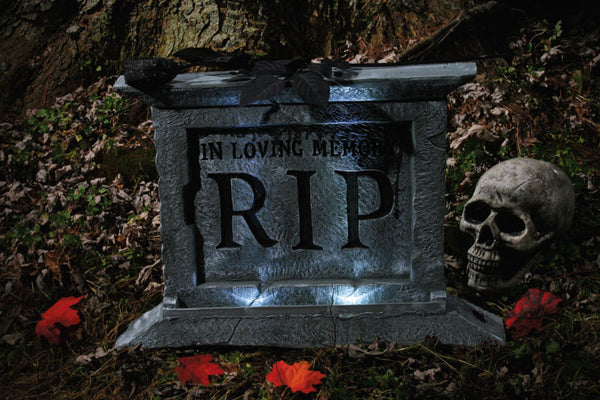 Spooky Tombstone With Black Rose