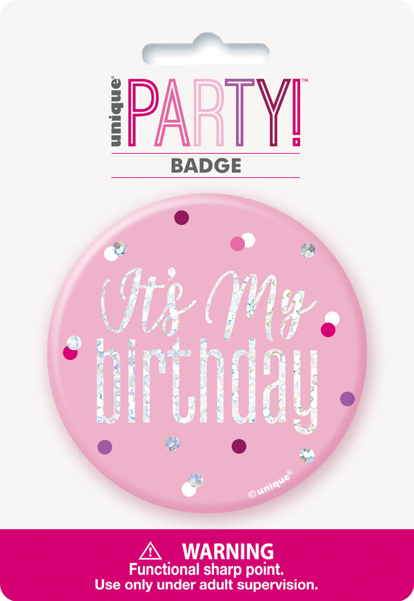 Pink Glitz It's My Birthday Badge
