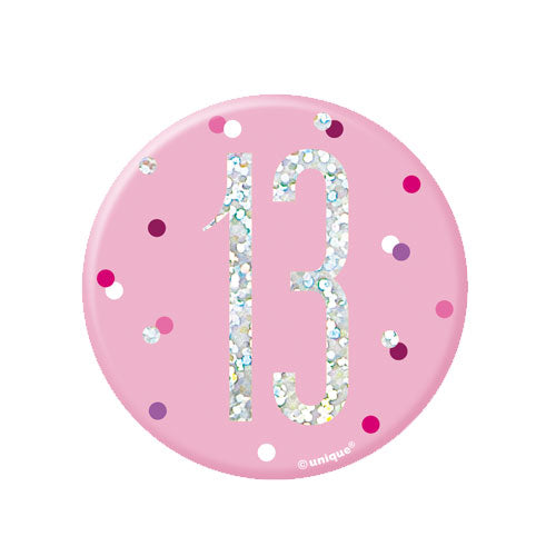 Pink Glitz Birthday Badge 13