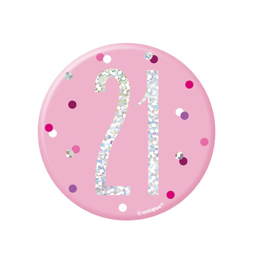 Pink Glitz Birthday Badge 21