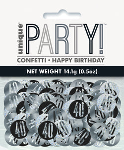 Black Glitz 40th Birthday Foil Confetti