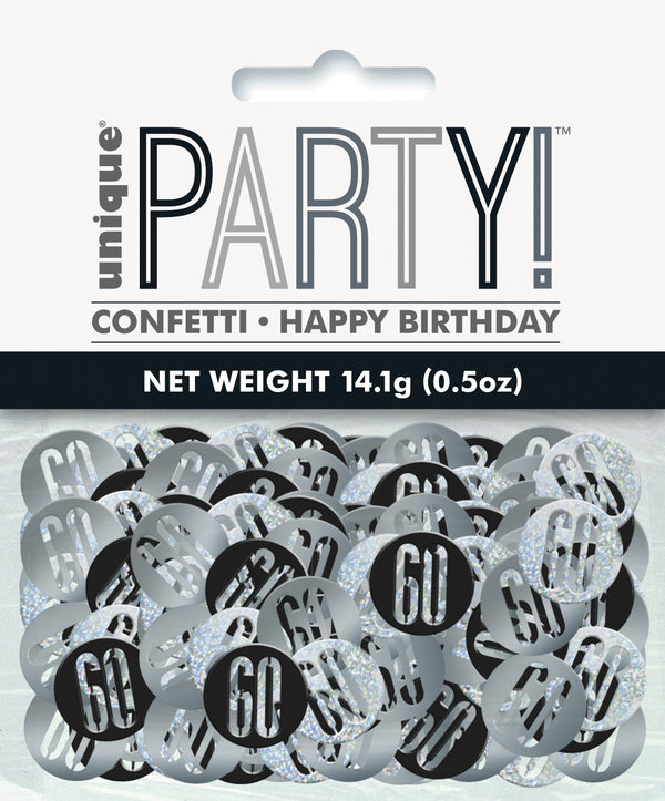 Black Glitz 60th Birthday Foil Confetti
