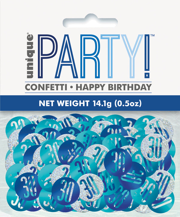 Blue Glitz 30th Birthday Foil Confetti