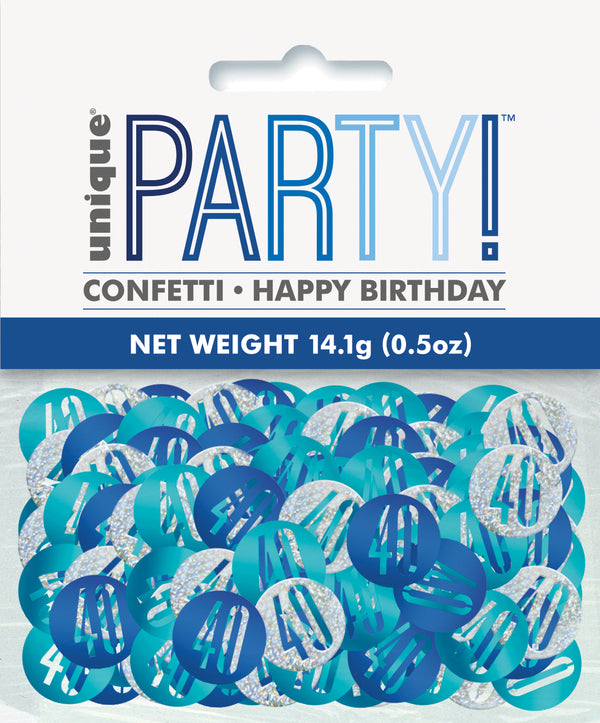 Blue Glitz 40th Birthday Foil Confetti