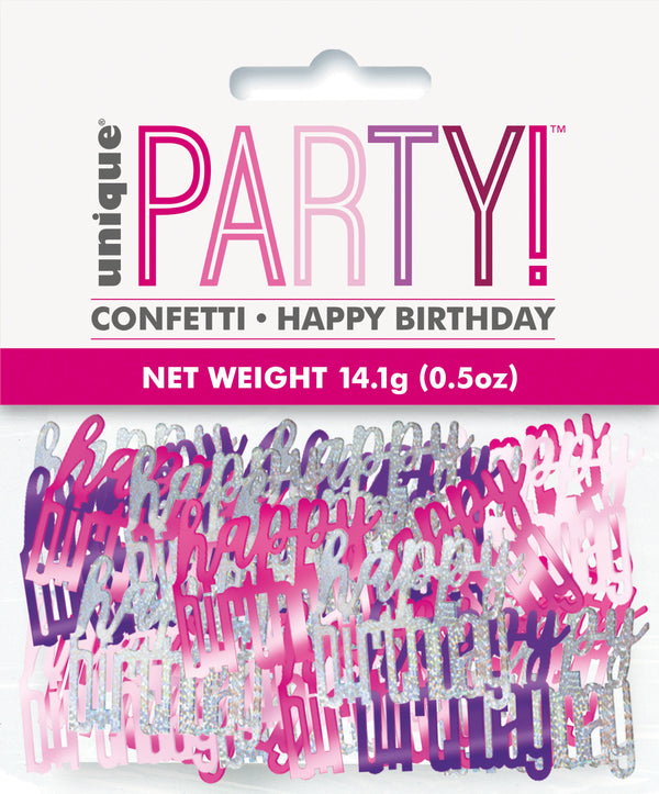 Pink Glitz Happy Birthday Foil Confetti