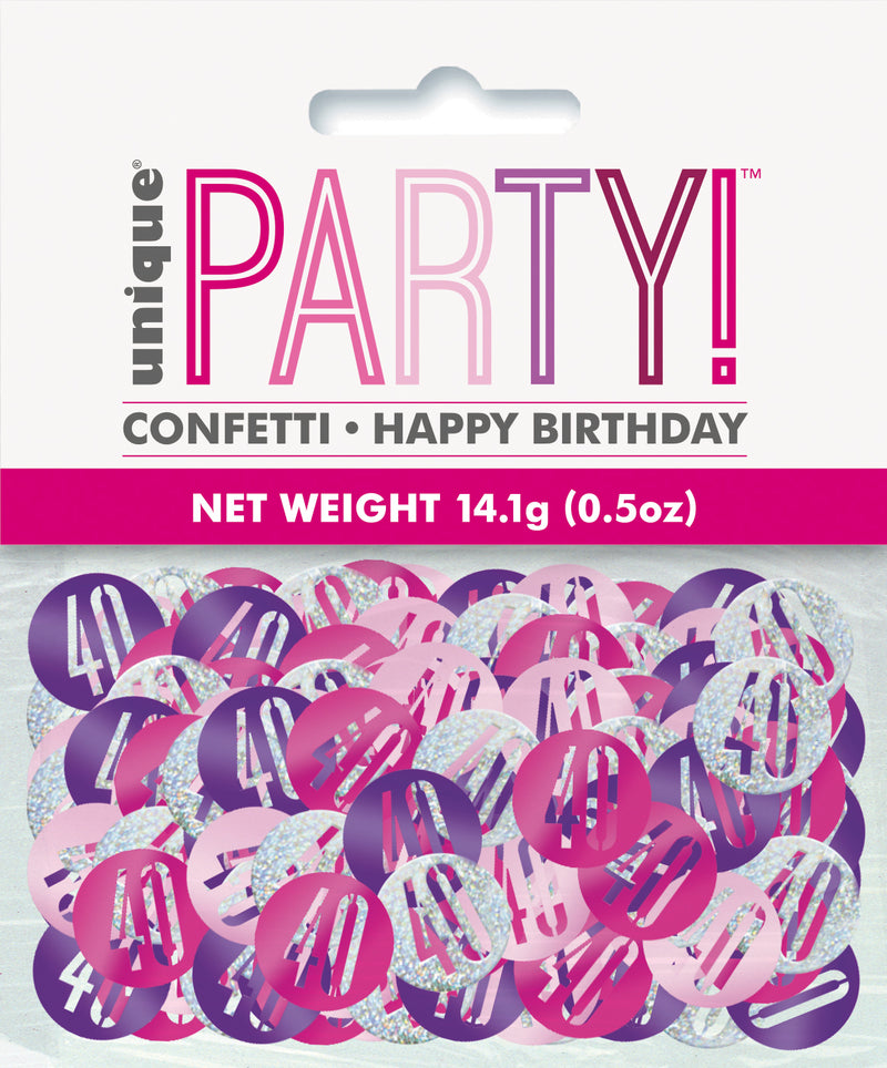 Pink Glitz 40th Birthday Foil Confetti