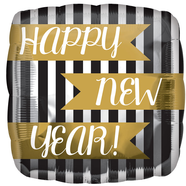 Happy New Year Stripe Foil Balloon