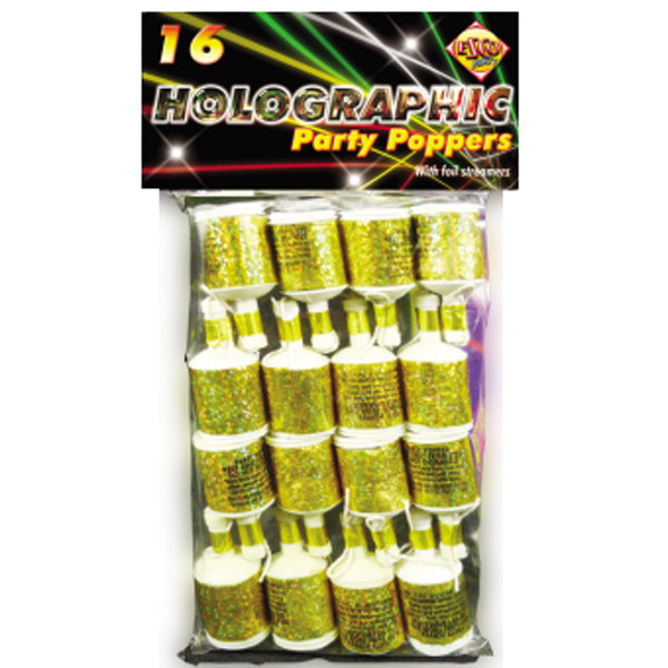 Gold Holographic Party Poppers