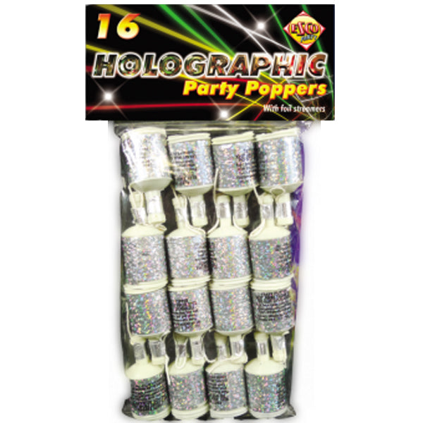 Silver Holographic Party Poppers