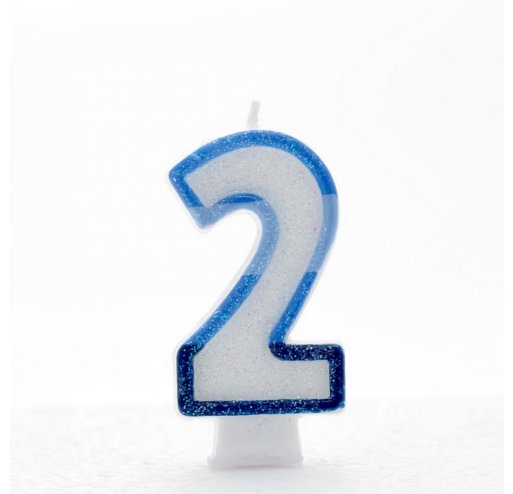 2 Number Shape Candle - Blue
