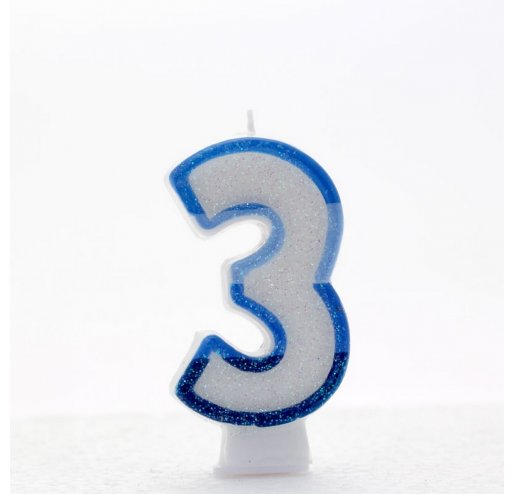 3 Number Shape Candle - Blue