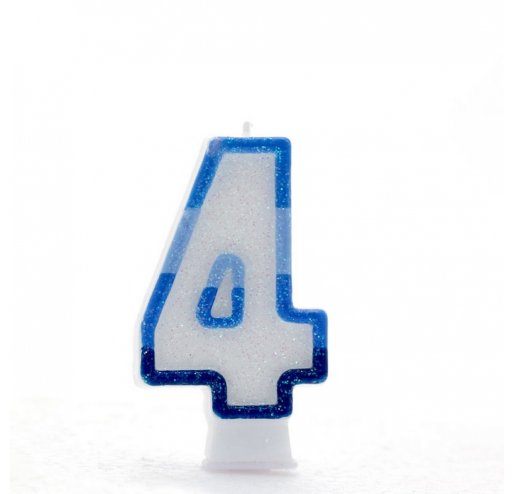 4 Number Shape Candle - Blue