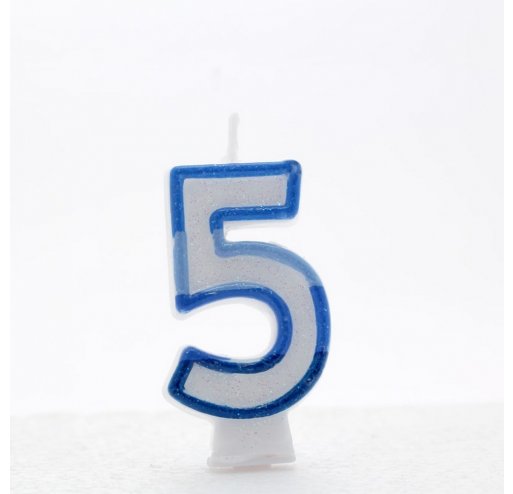 5 Number Shape Candle - Blue