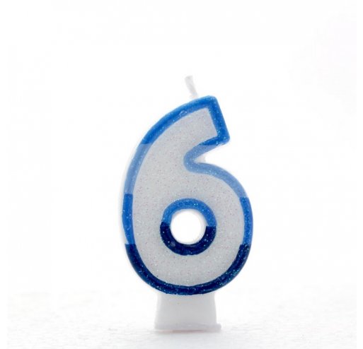 6 Number Shape Candle - Blue