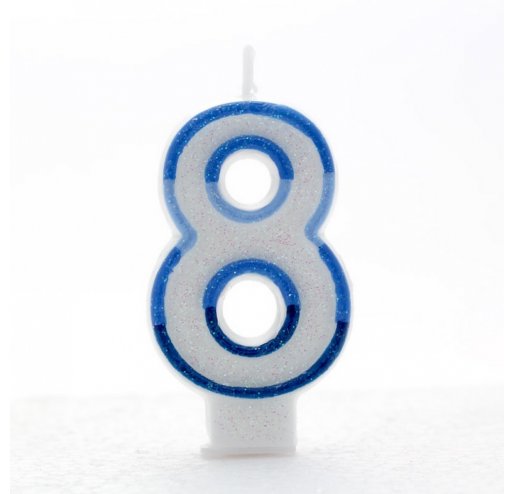 8 Number Shape Candle - Blue