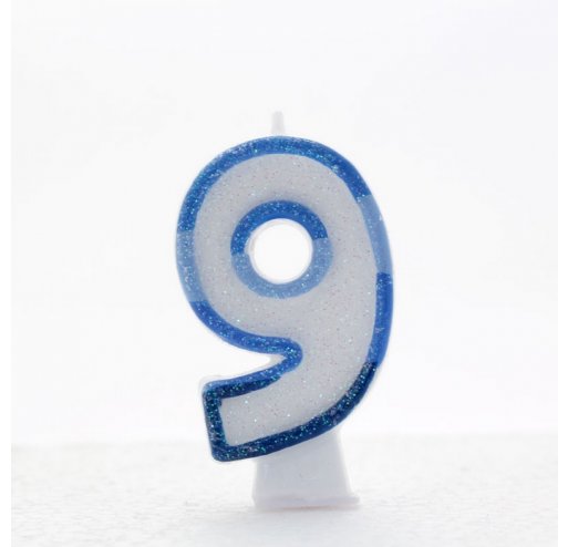 9 Number Shape Candle - Blue