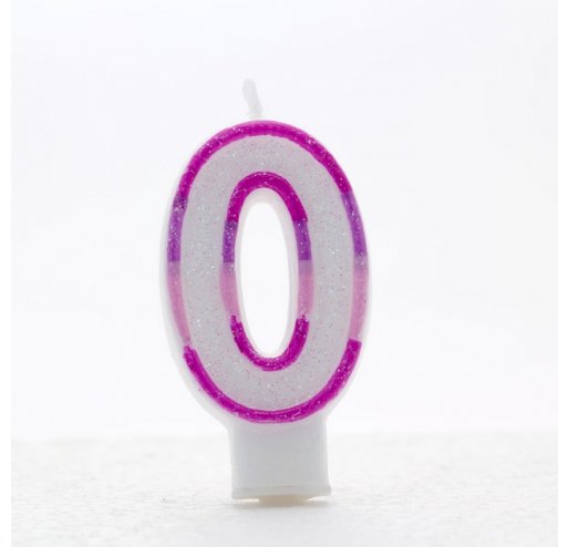 0 Number Shape Candle - Pink
