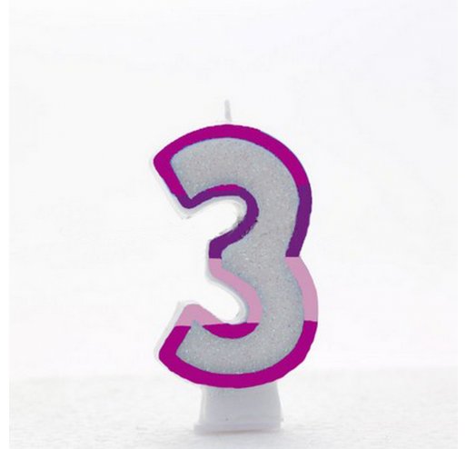 3 Number Shape Candle - Pink