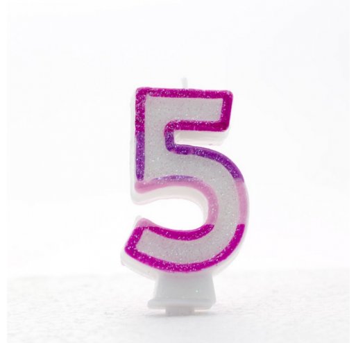 5 Number Shape Candle - Pink