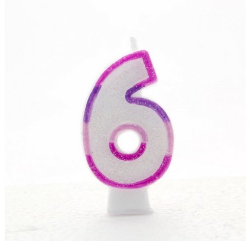 6 Number Shape Candle - Pink