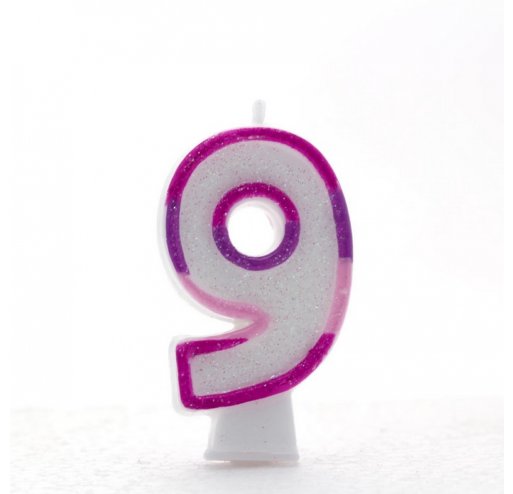 9 Number Shape Candle - Pink