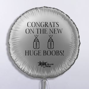 18" Rude Balloon Foil Congrats On The Huge Boobs - Silver