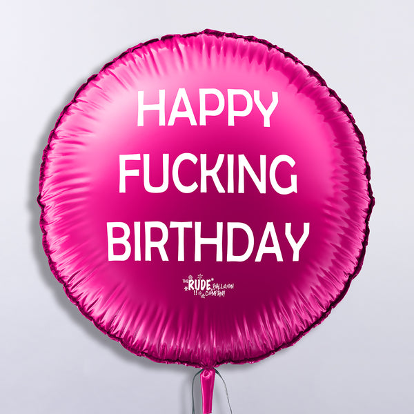 18" Rude Balloon Happy F#####g Birthday Pink