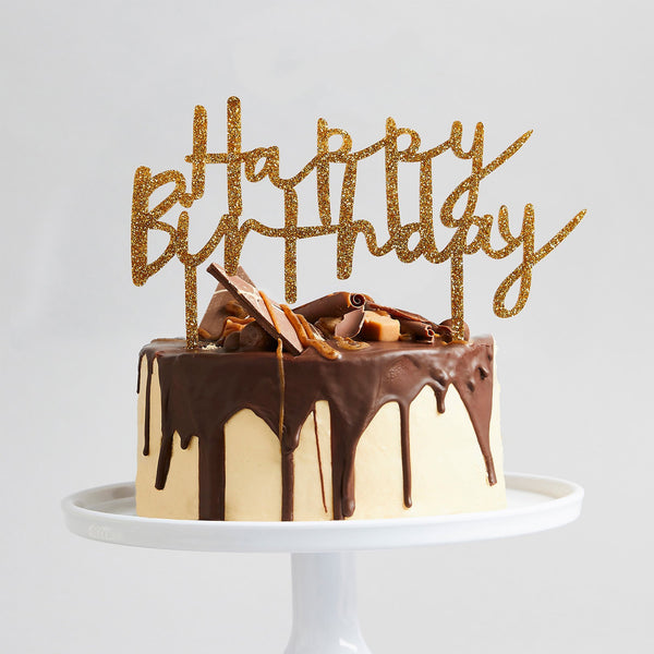 Gold Glitter Acyrlic Happy Birthday Cake Topper
