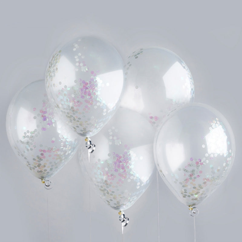 5 Iridescent Confetti Balloons