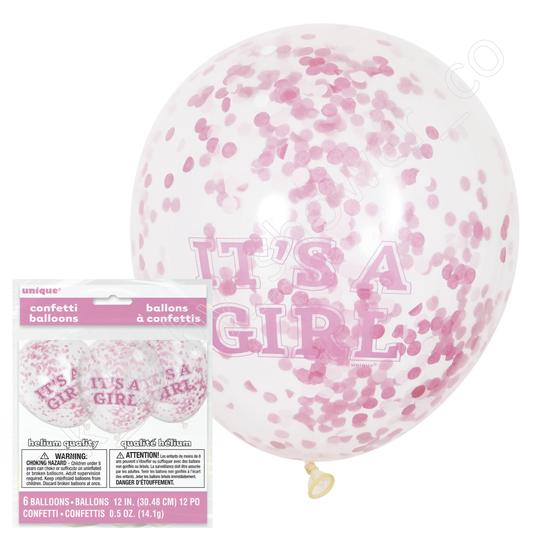 It's A Girl Confetti Balloons