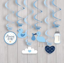 Oh Baby Swirl Decorations - Blue