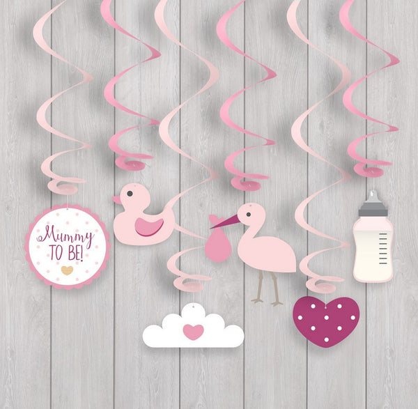 Oh Baby Swirl Decorations - Pink