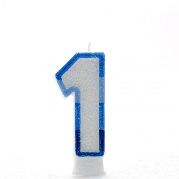 1 Number Shape Candle - Blue