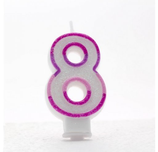8 Number Shape Candle - Pink
