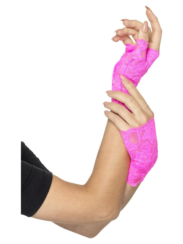 Fingerless Lace Gloves- pink