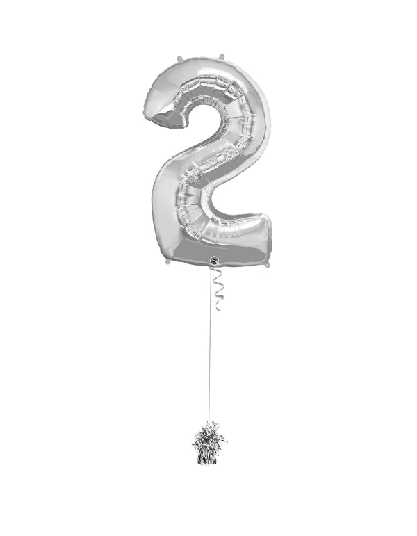 2 Jumbo Number Silver Foil Balloon